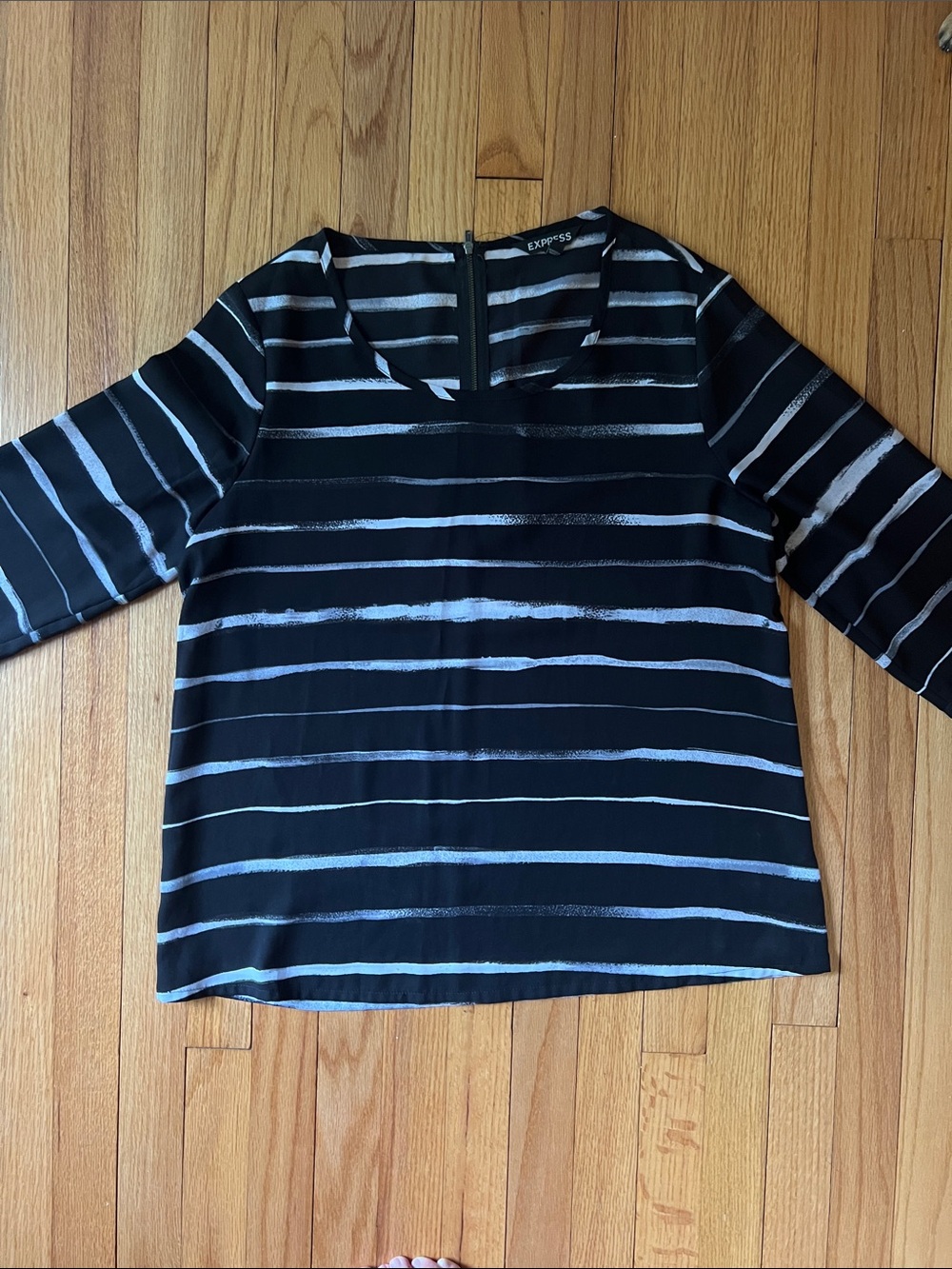 Express Black and White Striped Long Sleeve Top